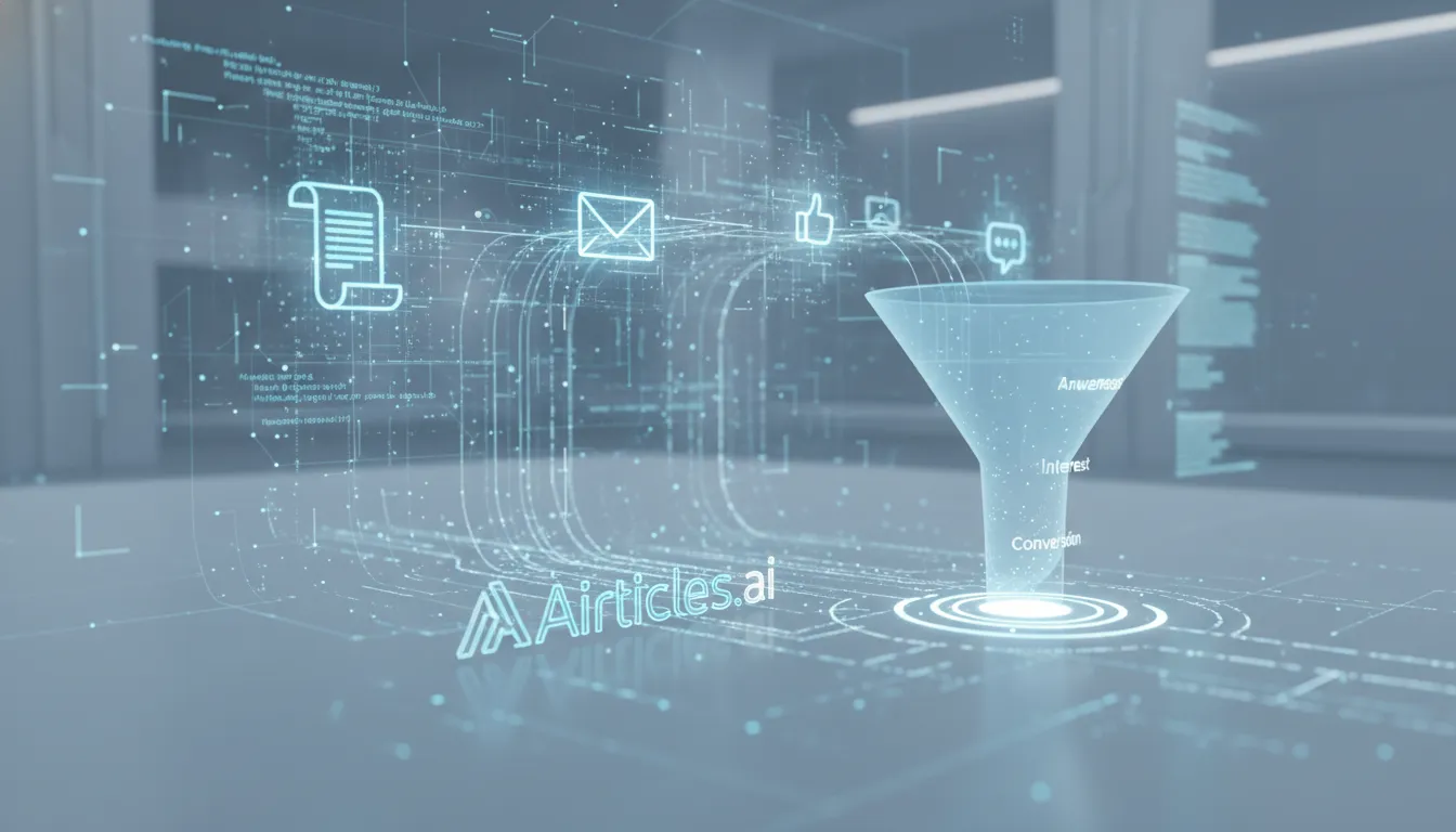 Automação de conteúdo otimizando o funil de vendas, gerando eficiência e engajamento. Tecnologia Airticles.