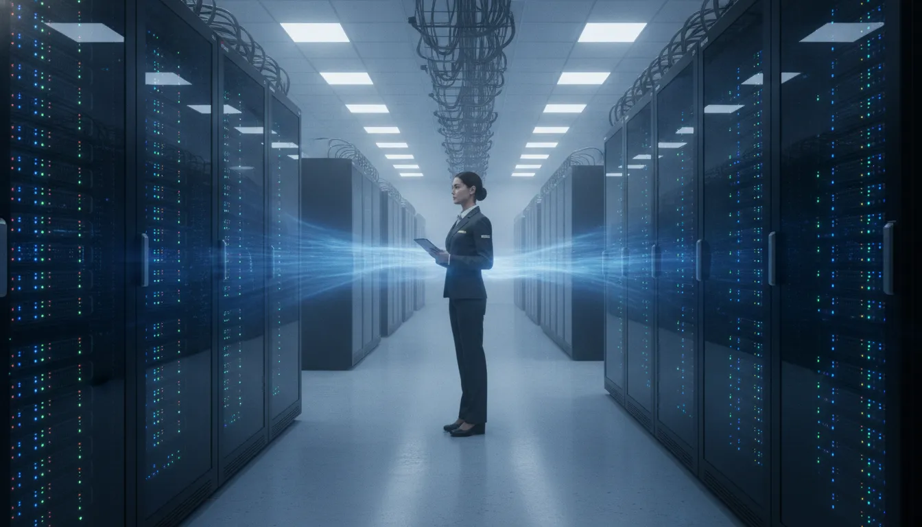 Infraestrutura robusta de data center garante segurança e eficiência do compartilhamento de arquivos em nuvem.