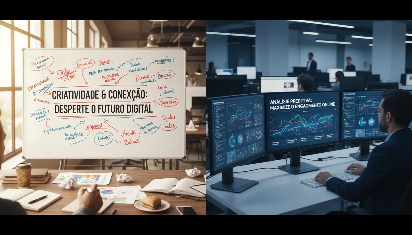 IA para Geração de Conteúdo: Blog Post, Meta Description, Headlines 2 Comparação entre headline manual e título gerado por IA em agência digital.