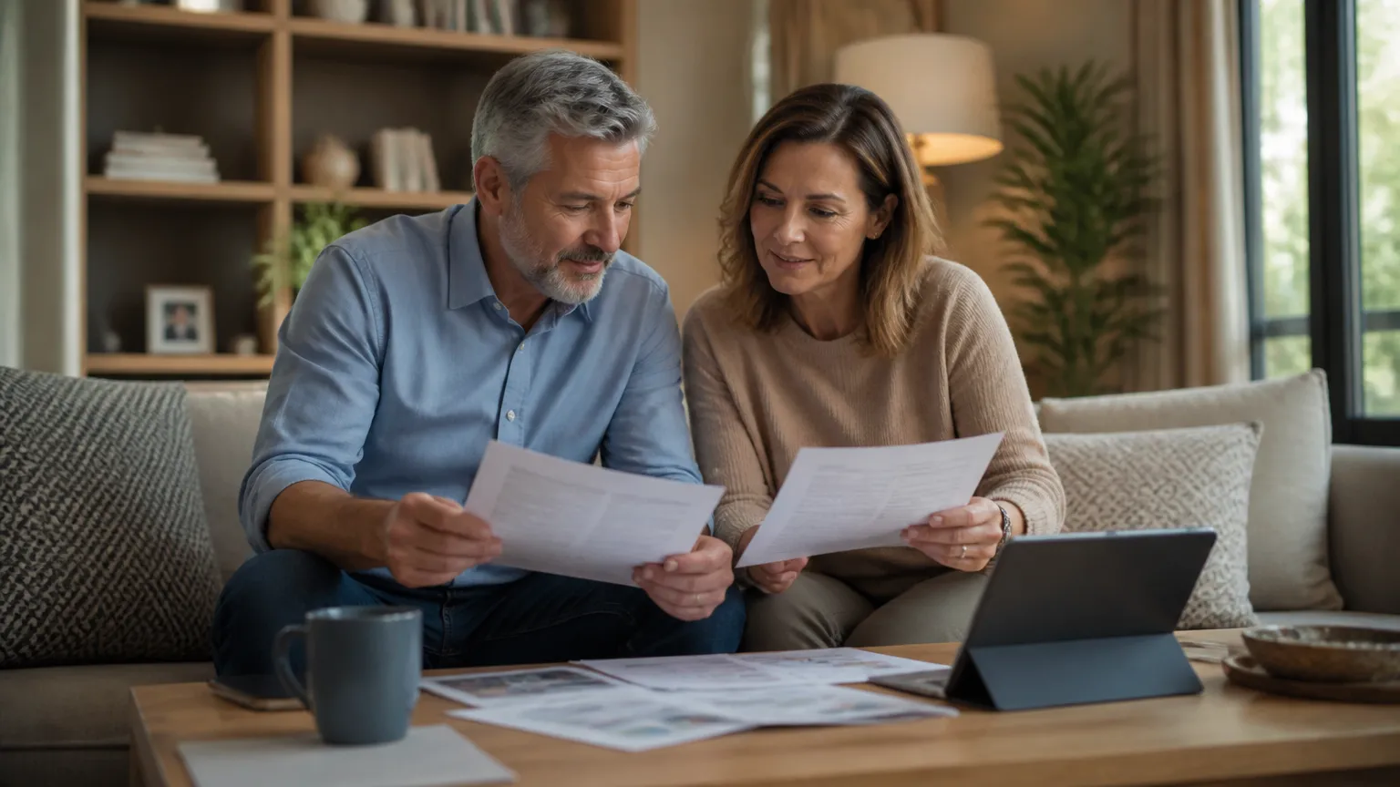 Casal organizando finanças e aprendendo como calcular patrimônio disponível com segurança.