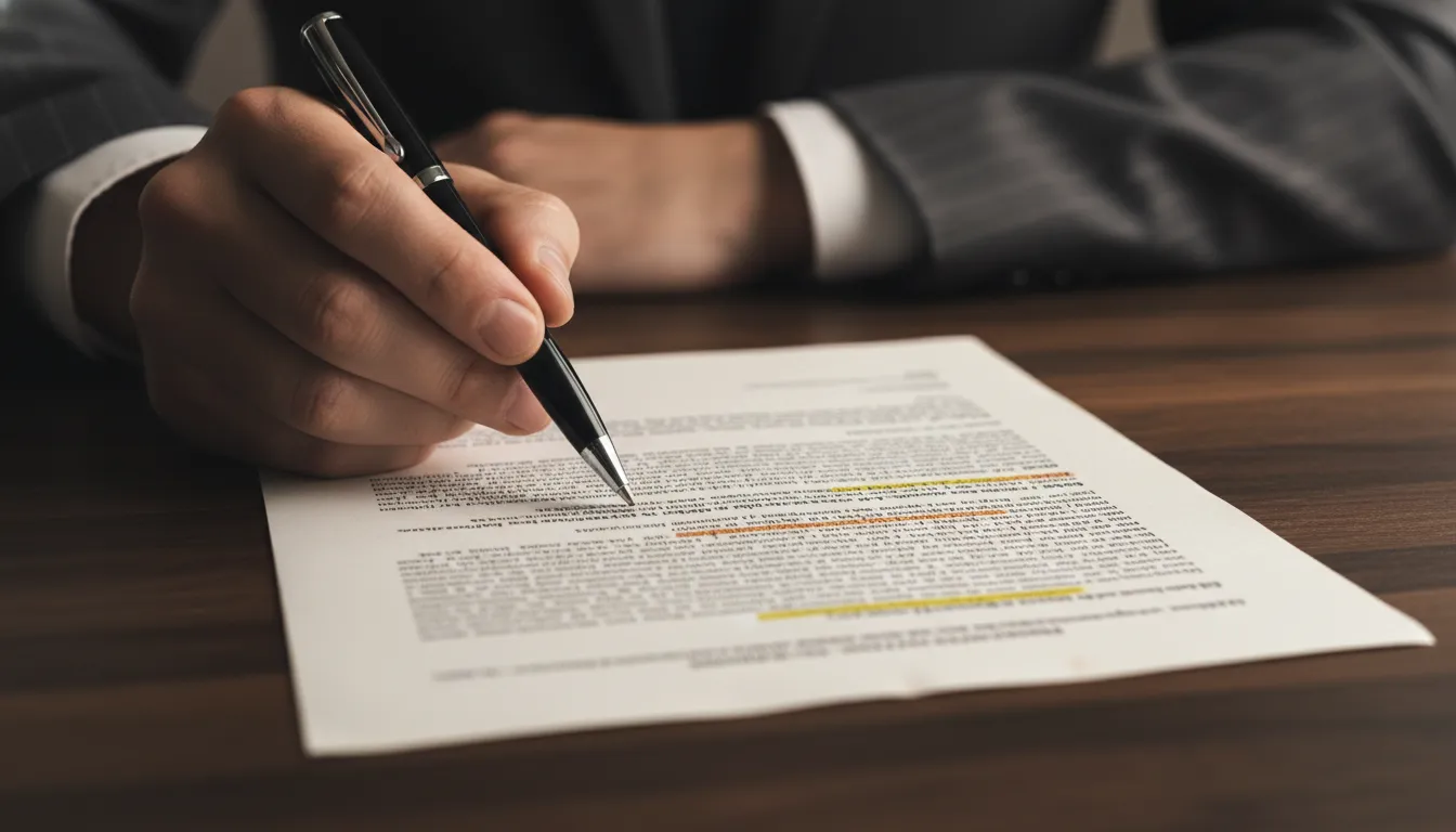 Advogado em Penha analisa cláusulas de plano de saúde em documento legal, buscando soluções eficazes para clientes.