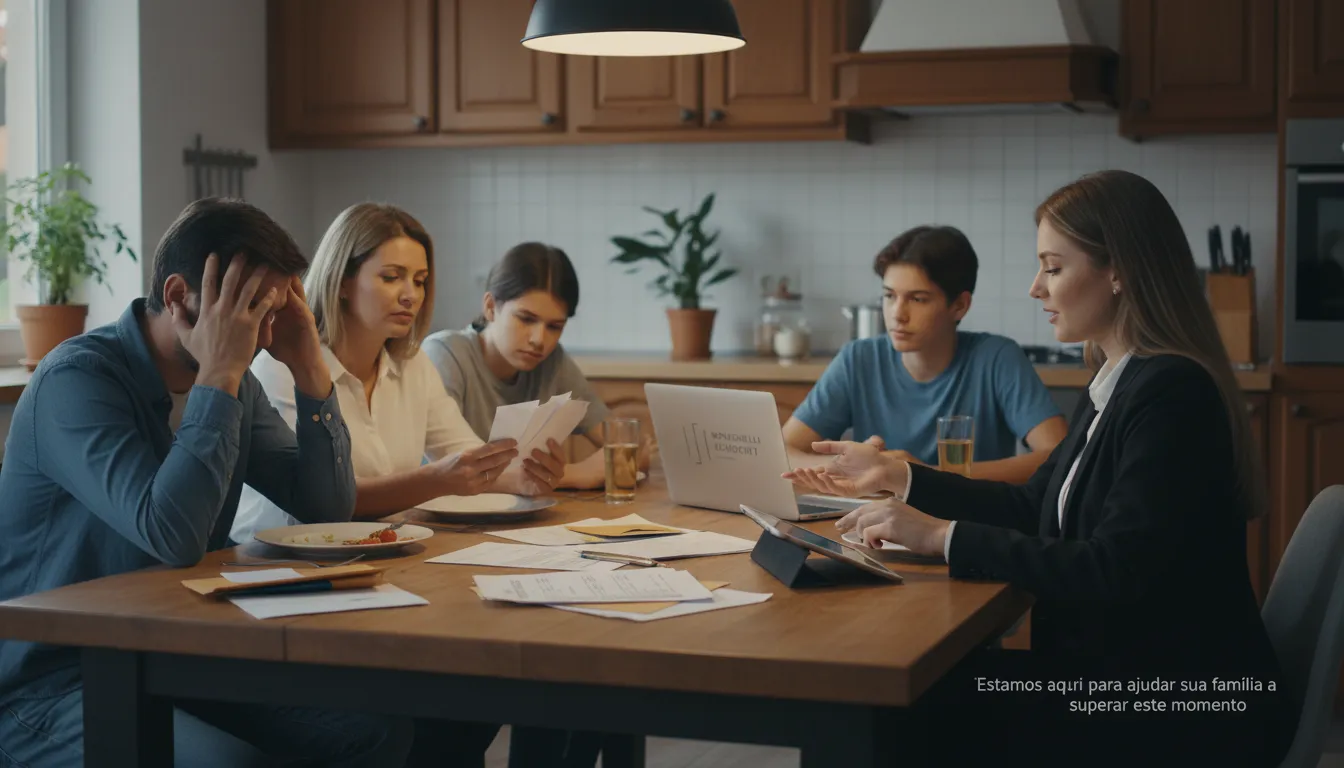 Família recebendo suporte da Advogados MS para revisão de juros abusivos nos contratos de prestação de carros, demonstrando empatia e cuidado.