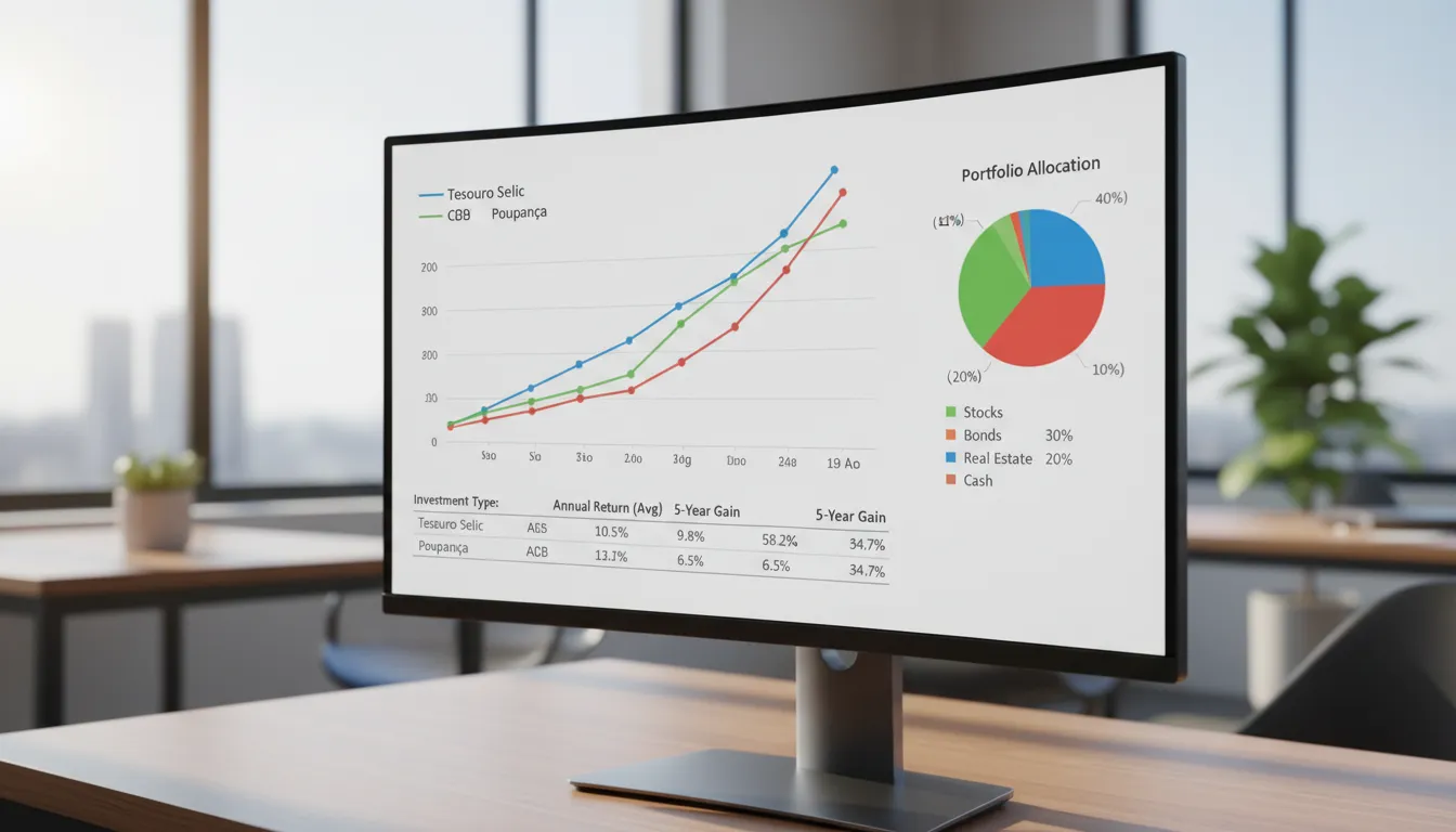 Comparativo visual entre opções de investimentos para reserva de emergência de forma clara e acessível.