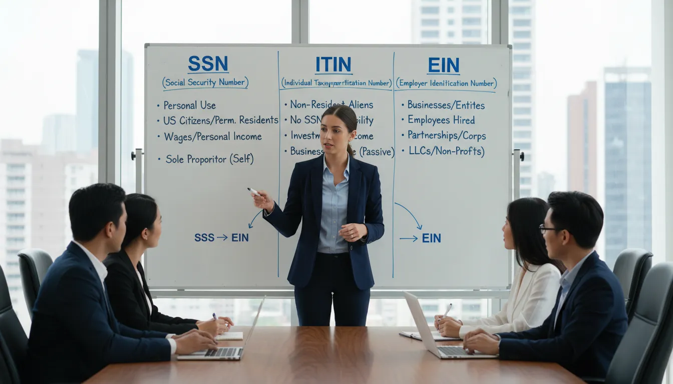 EIN number on an official IRS document, with business tools around, showing its business significance.