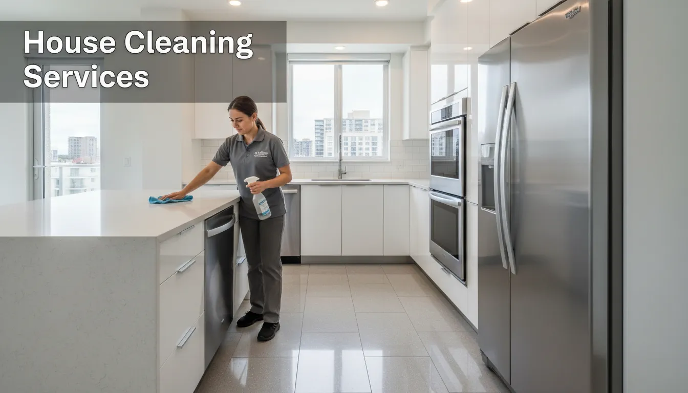 A gleaming stainless steel kitchen being cleaned by Floor to Ceiling Cleanings. This exemplifies their commitment to top-tier house cleaning solutions.
