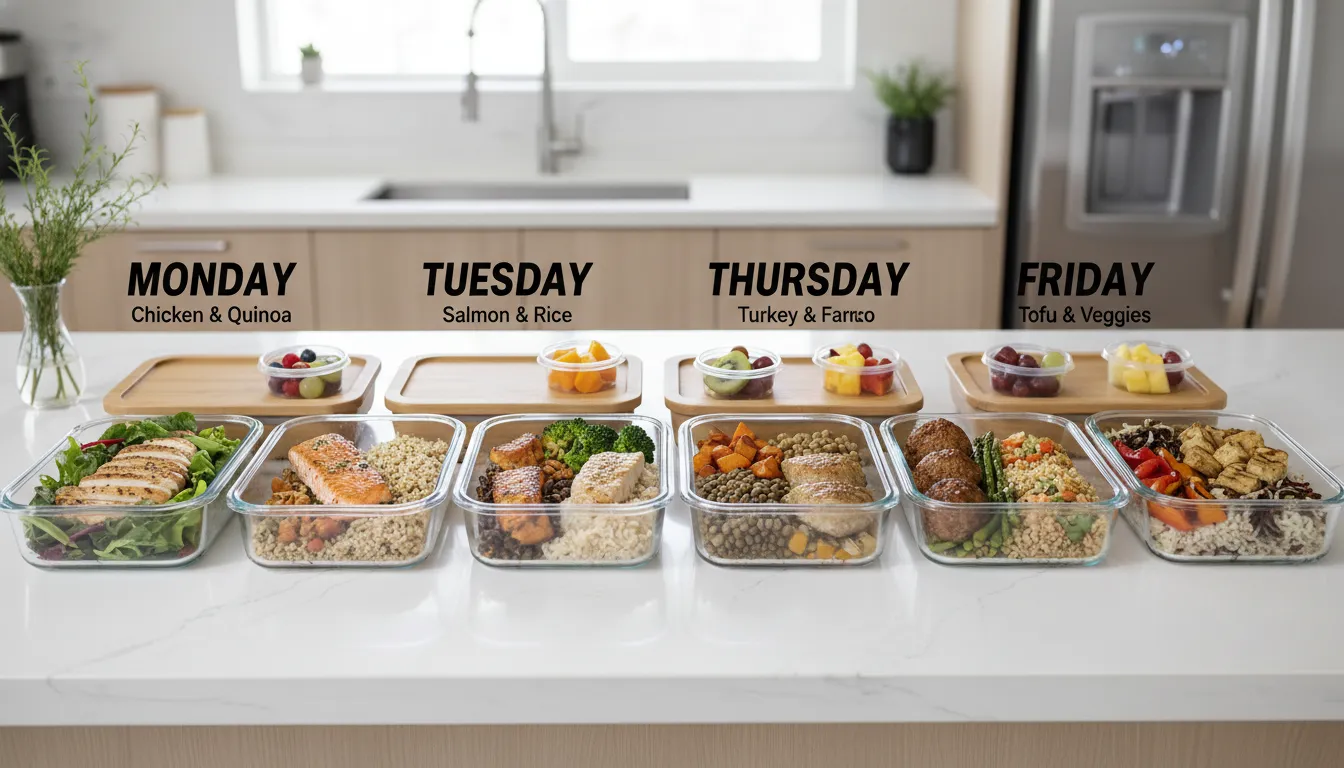 Marmitas coloridas com opções saudáveis e práticas para todas as refeições da semana