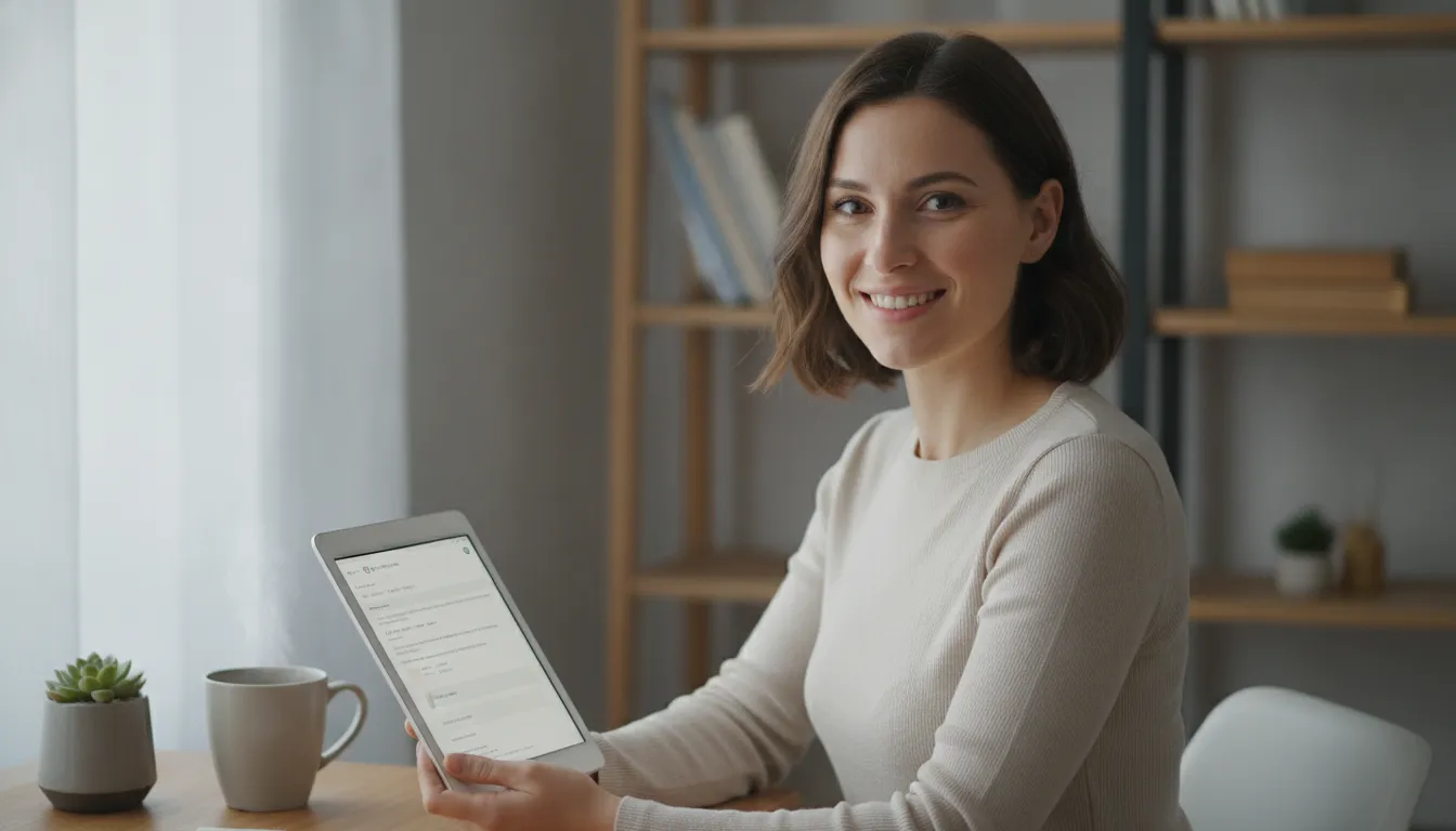 Influenciadora digital confiante mostra plataforma, aumentando renda para influenciadores digitais.