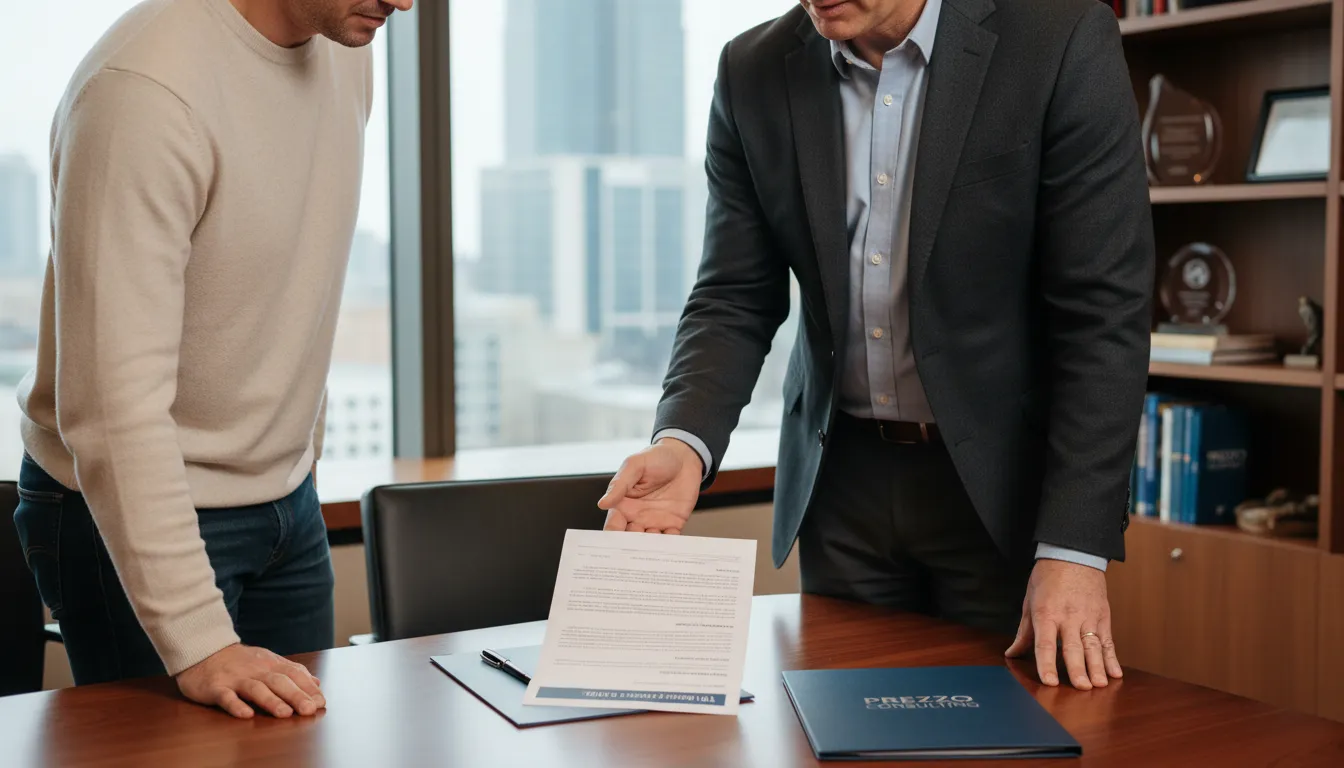 A Prezzo Consulting expert provides personalized guidance to a client on financial strategies for declaring an LLC in the US.