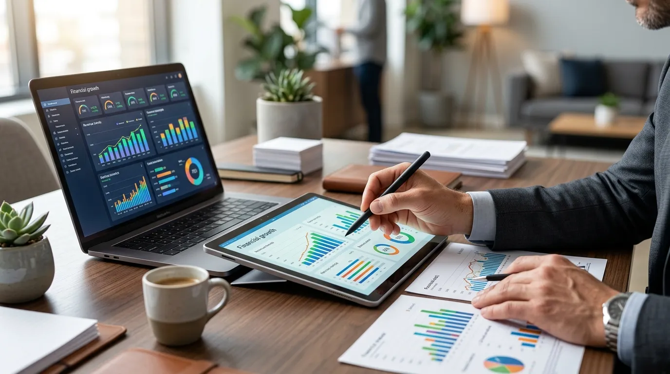 Análise estratégica financeira mostrando o impacto da contabilidade consultiva no negócio.