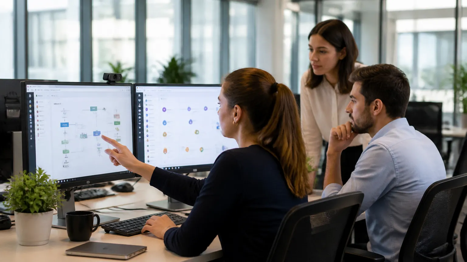 Equipe comercial utilizando automação e IA nas vendas para captar leads.
