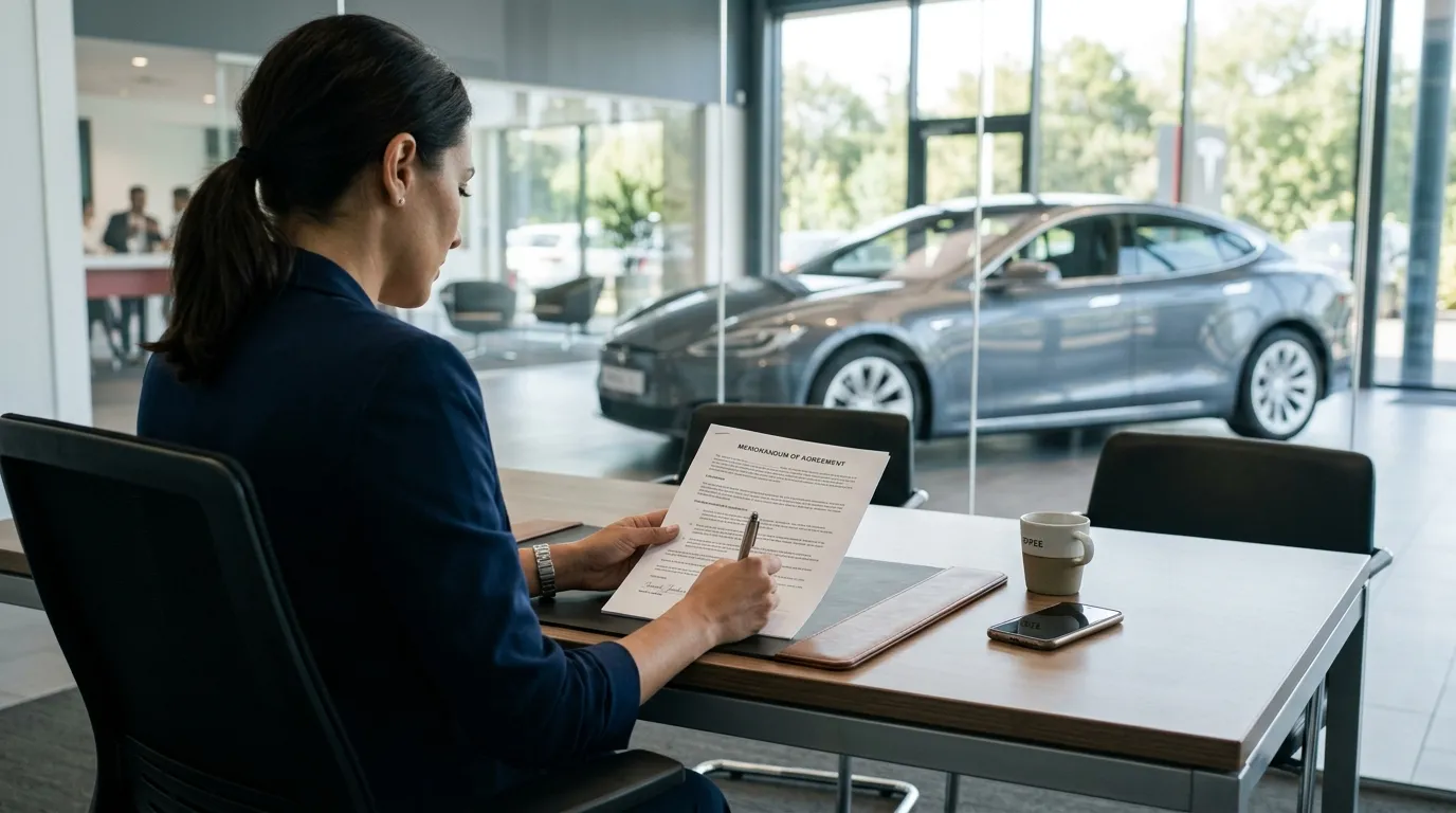 Assinatura de contrato para vender carro financiado com total transparência e segurança jurídica.