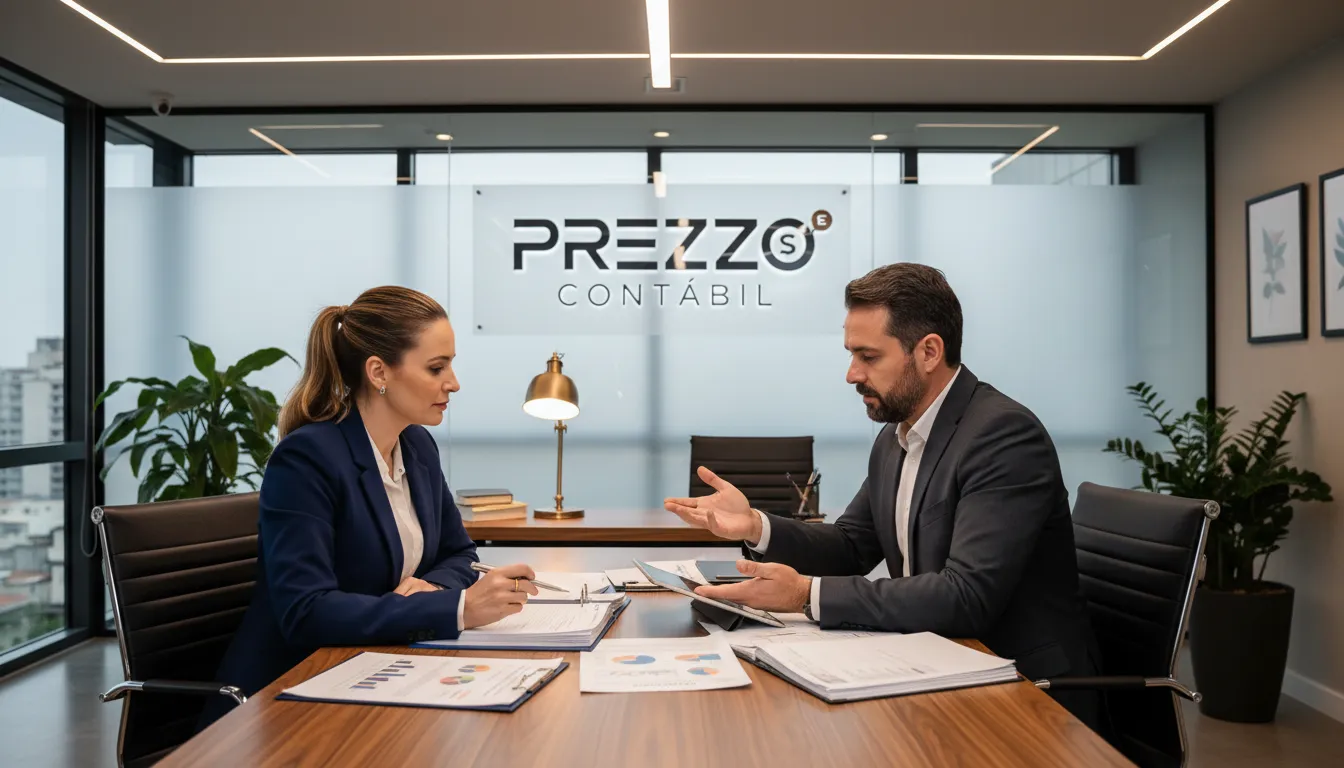 Empresário revisando documentos financeiros com a Prezzo Contábil, ilustrando o suporte financeiro ao abrir um restaurante em São Paulo e garantir a gestão eficiente.