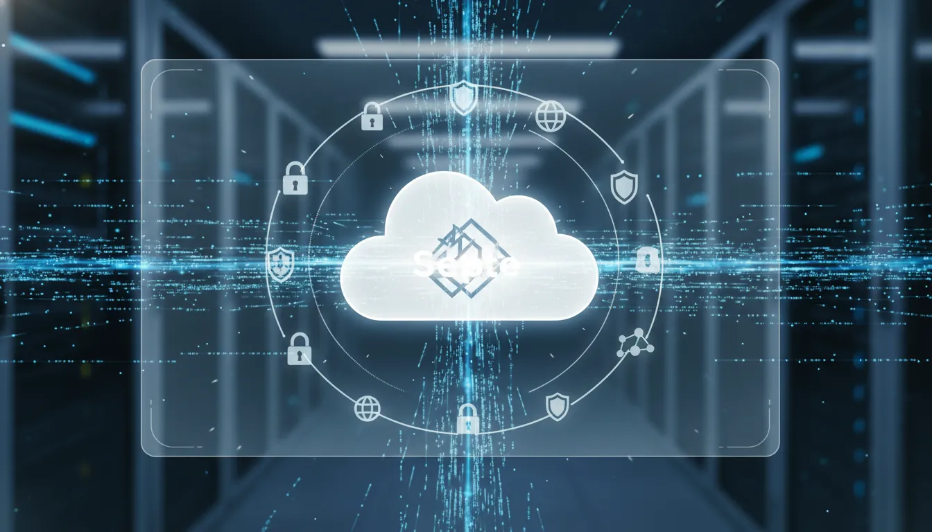 Interface de backup automático em nuvem com ícones de segurança e proteção de dados da Septe.