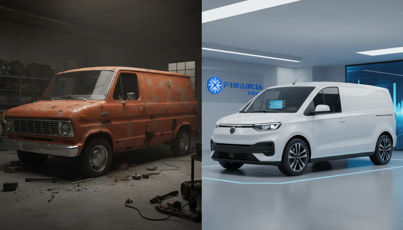 Comparativo de vans nova e antiga: entenda porque o financiamento de veículo para trabalho vale a pena, com ajuda da Financia Tudo.