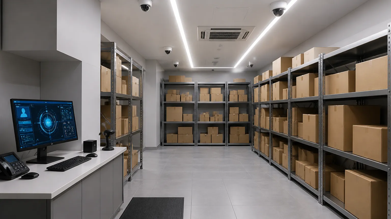 Sala estruturada após financiamento de espaço para encomendas condominiais garantindo segurança na triagem.