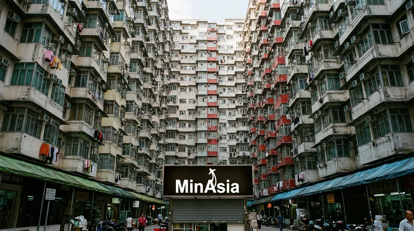 Predio residencial historico de arquitetura densa em hong kong