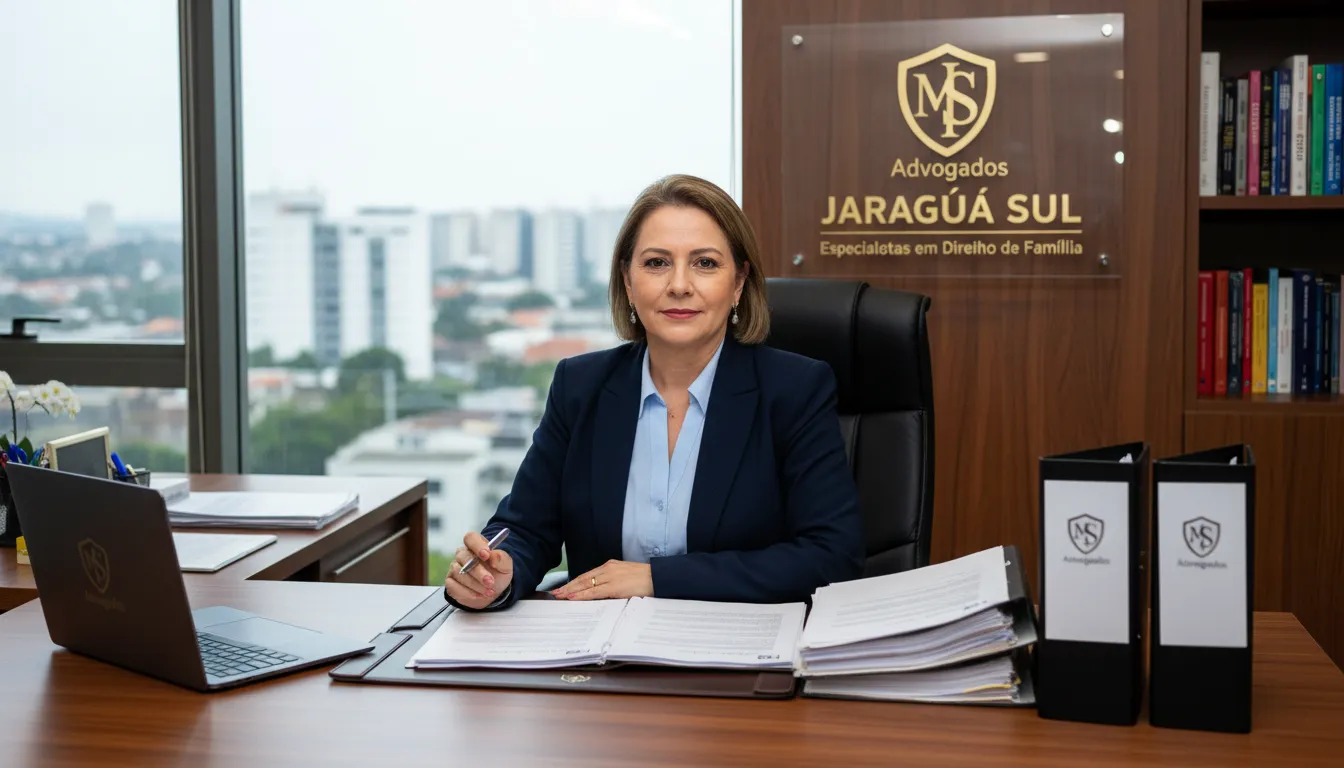 Um advogado de família profissional da MS Advogados trabalhando em Jaraguá do Sul, representando expertise e presença local.