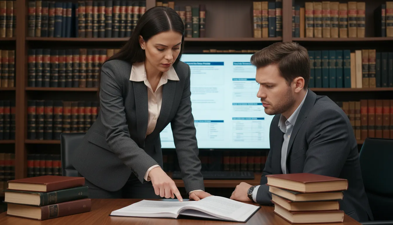 Advogada em Concórdia em discussão estratégica, protegendo direitos do cliente em caso de plano de saúde.