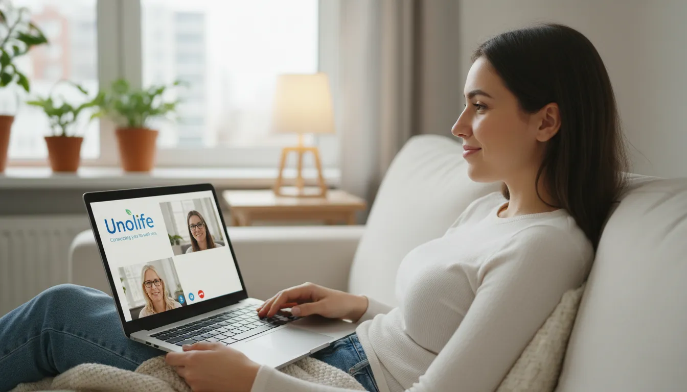 Consulta online para o tratamento de transtorno de ansiedade generalizada através da plataforma Unolife, mostrando conveniência e esperança.