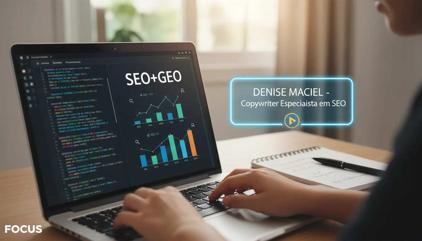 Profissional trabalhando com SEO e GEO, mostrando a união dessas estratégias e UX writing.