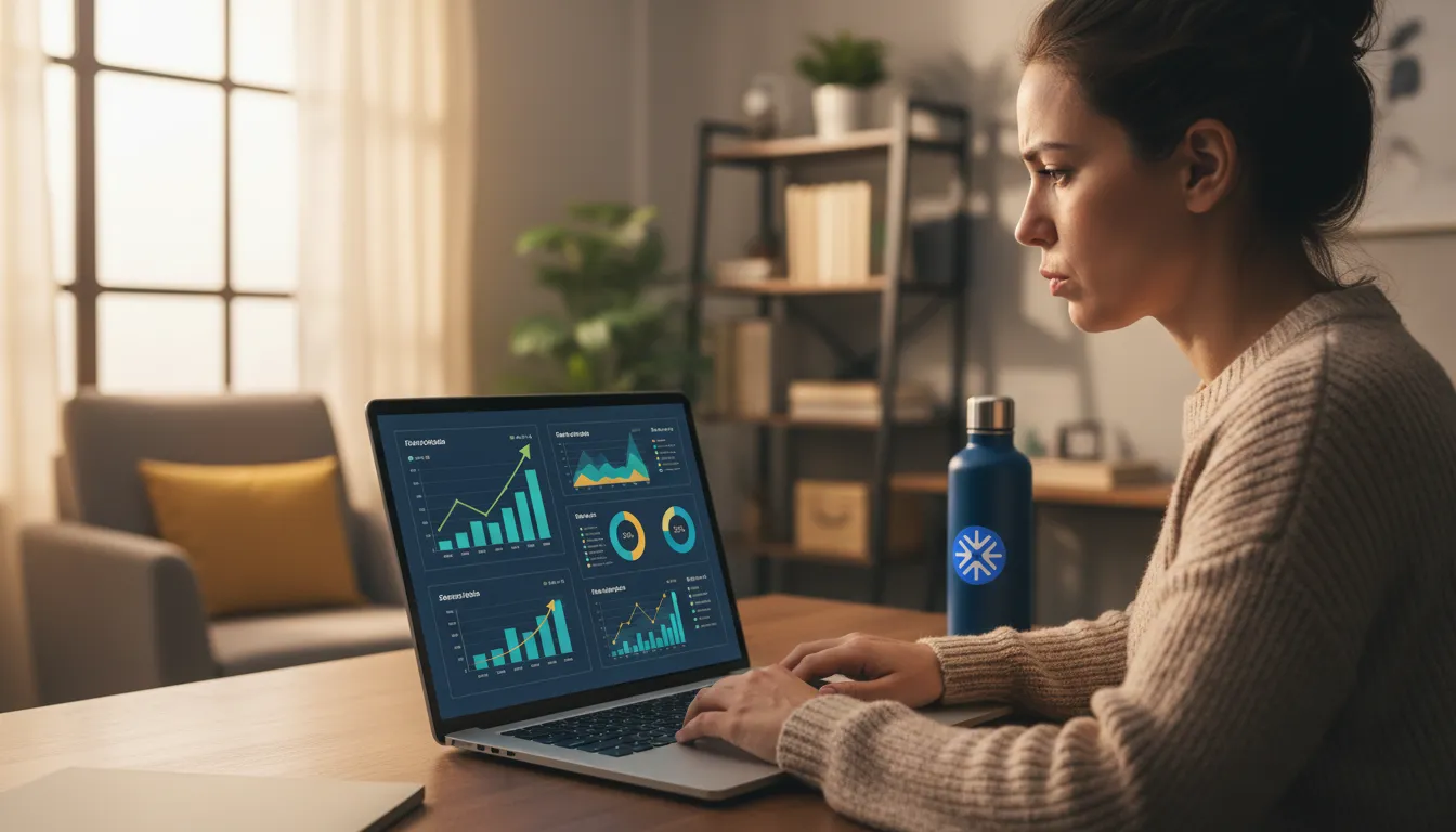 Dashboard financeiro auxilia no planejamento para financiamento alto, acessível de casa com a Financia Tudo.