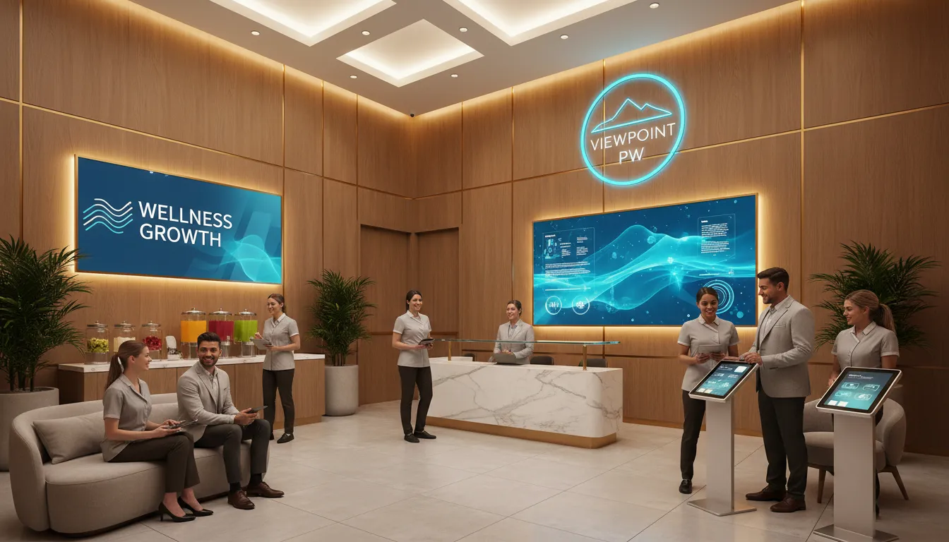 Recepção de clínica wellness com a marca Viewpoint PW, demonstrando como um pipeline pode transformar vendas.