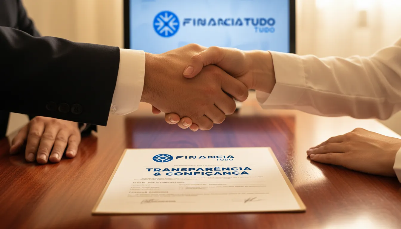 Aperto de mãos selando acordo de crédito com veículo para autônomos, simbolizando confiança e transparência.