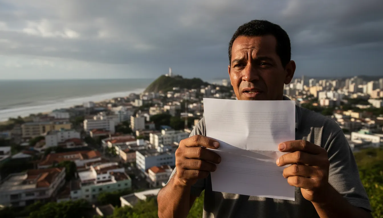 Carta de negativa de plano de saúde e advogado em Ilhéus ao fundo, representando a incerteza.