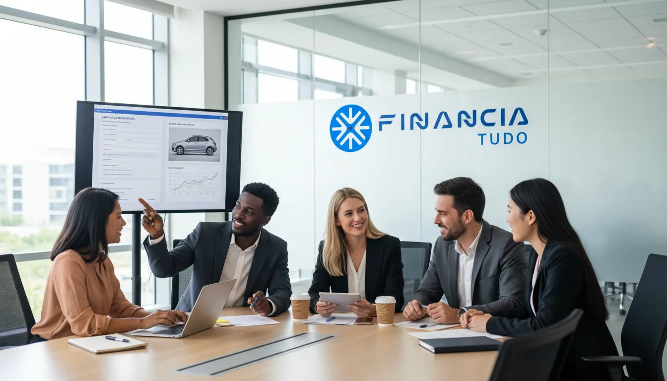 Consultores da Financia Tudo analisam avaliação de veículo para crédito, oferecendo suporte personalizado e expertise.