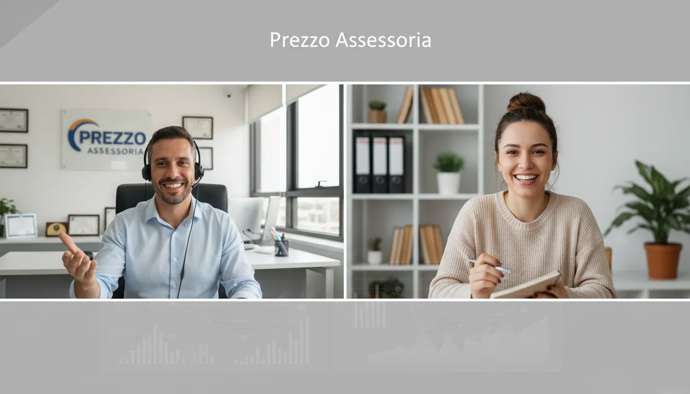 Consultor da Prezzo Contábil aconselhando um empreendedor digital em uma video chamada, ambos sorrindo e discutindo estratégias financeiras, representando a assessoria contábil para o produtor digital.