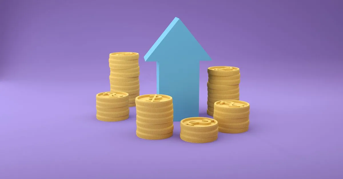 Gráfico financeiro crescendo com engrenagens, simbolizando uso de crédito para antecipação de projetos.