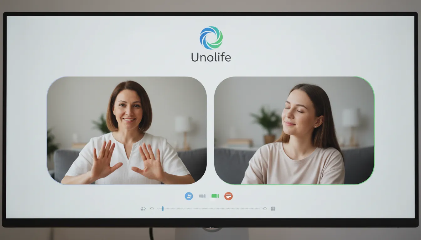 Sessão de reiki online da Unolife, mostrando a conexão entre terapeuta e cliente através da tela, ilustrando a acessibilidade e praticidade da terapia remota.