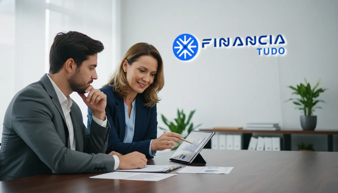 Consultora financeira especializada orientando cliente sobre planejamento e ganhos de afiliados crédito financeiro.