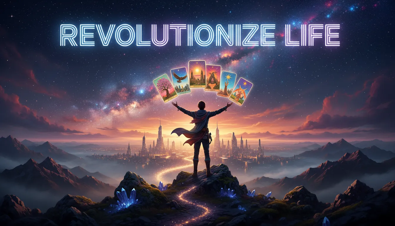 Pessoa no topo da montanha visualizando futuro com cartas de tarot, mostrando como o tarot pode revolucionar a vida pessoal. Conteúdo do Aooraculo Blog.