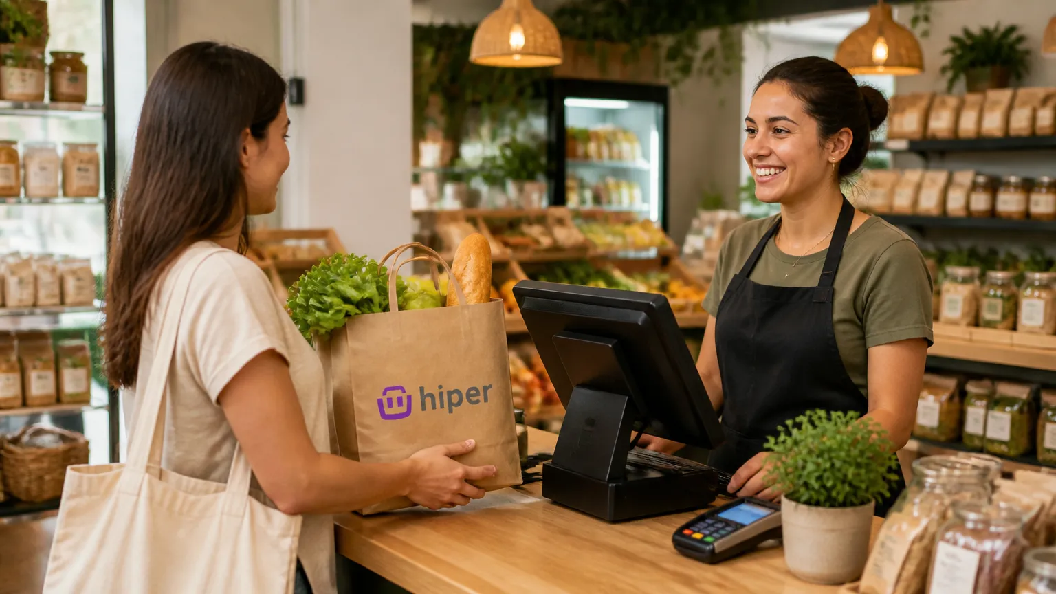 Cliente aplicando desconto progressivo no PDV durante compras na loja.