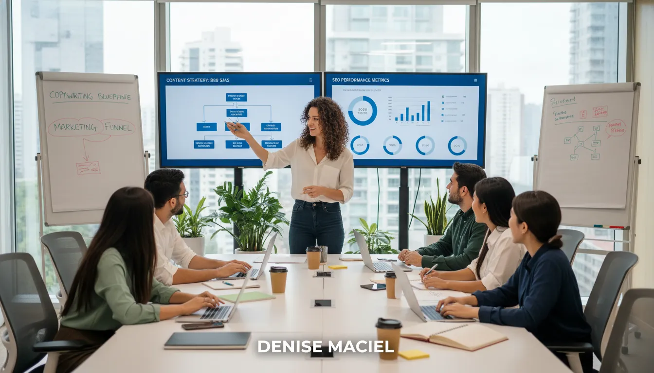 DENISE MACIEL - especialista em marketing B2B para startups de tecnologia com foco em SEO 2026.