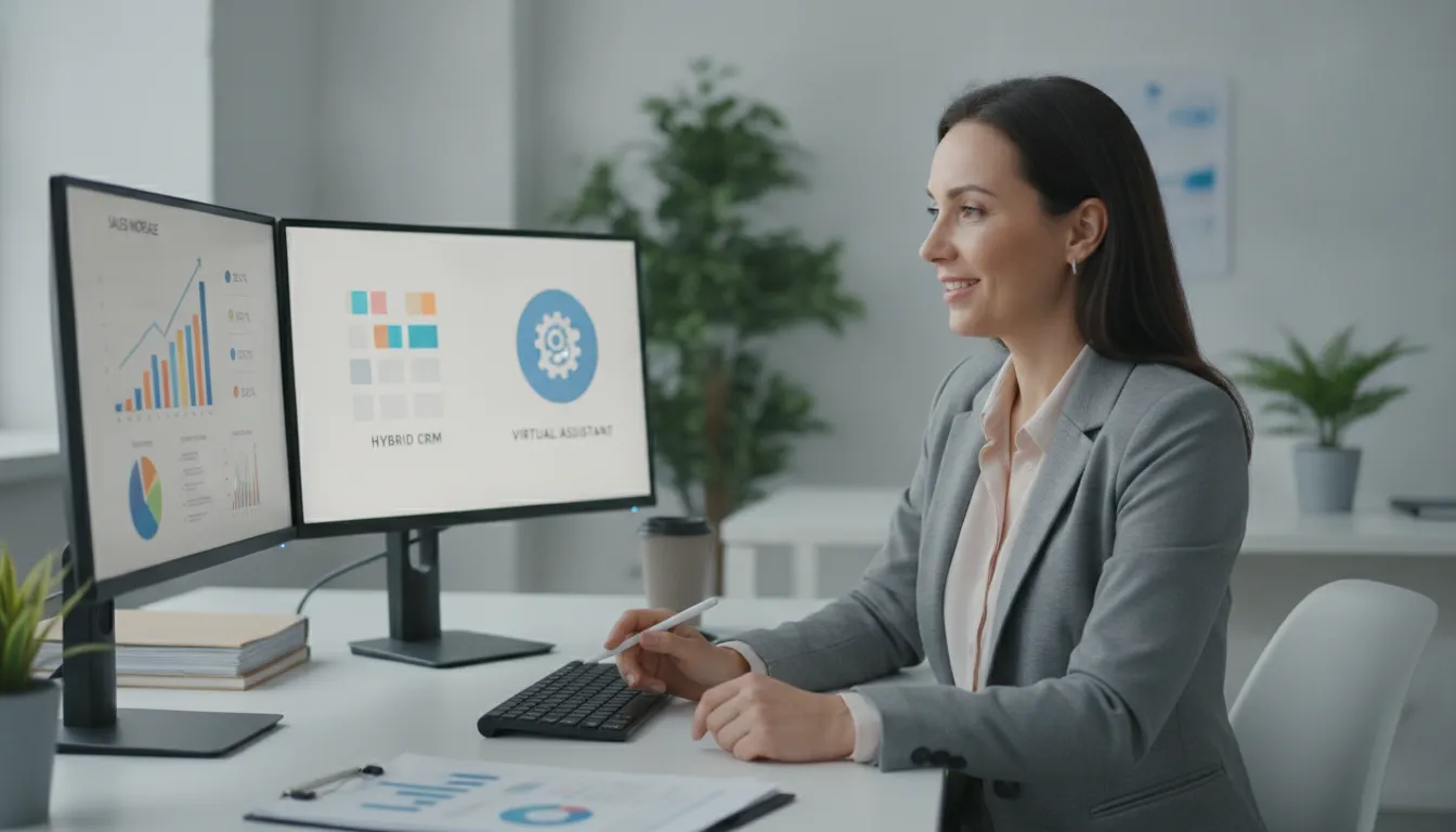 Empresária sorrindo com sucesso, usando CRM Automatizado Híbrido para escalar vendas.