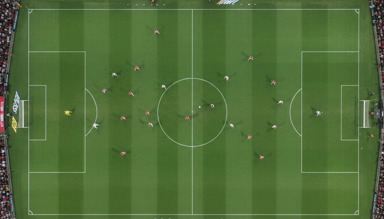 Visão aérea tática das escalações de CRB x Santos futebol clube, mostrando formações e cores dos times em campo.