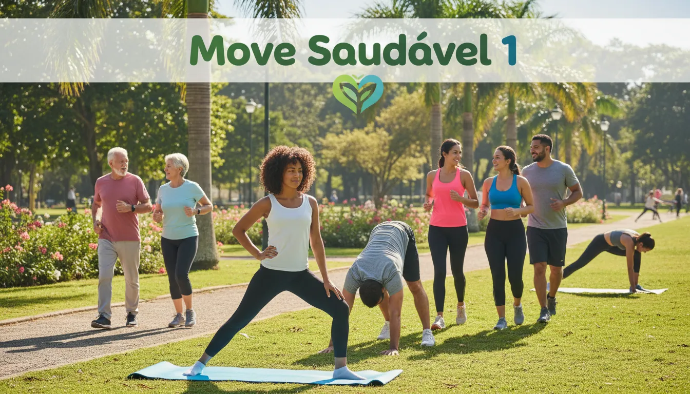 Grupo diversificado praticando exercícios ao ar livre, impulsionando o Metabolismo Lento.