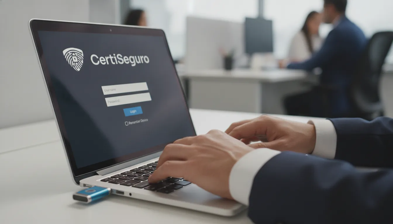 Contador acessa plataforma CertiSeguro para gerenciar certificado digital MEI com segurança.