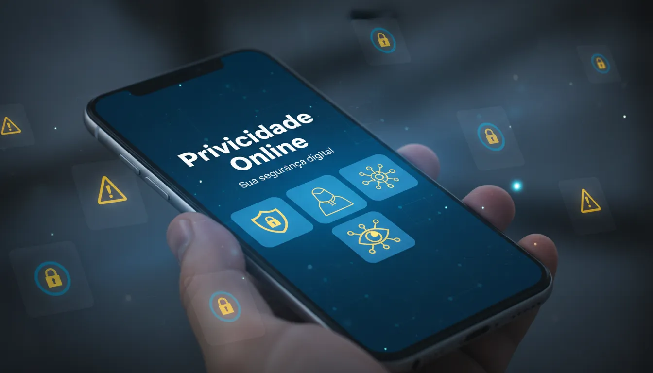 Close-up de smartphone representando a importância da segurança digital e privacidade.