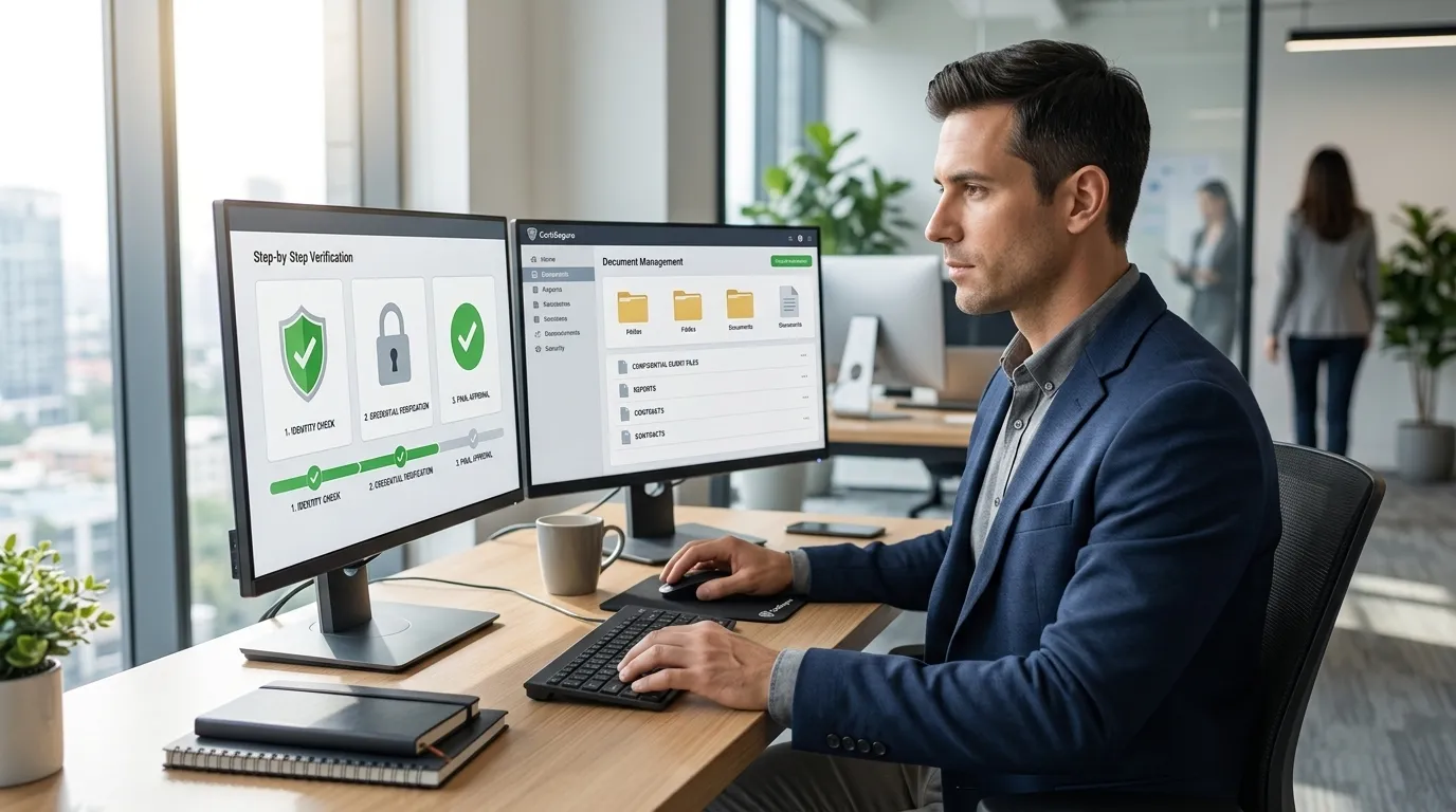 Profissional realizando a integracao do certificado digital govbr na plataforma.