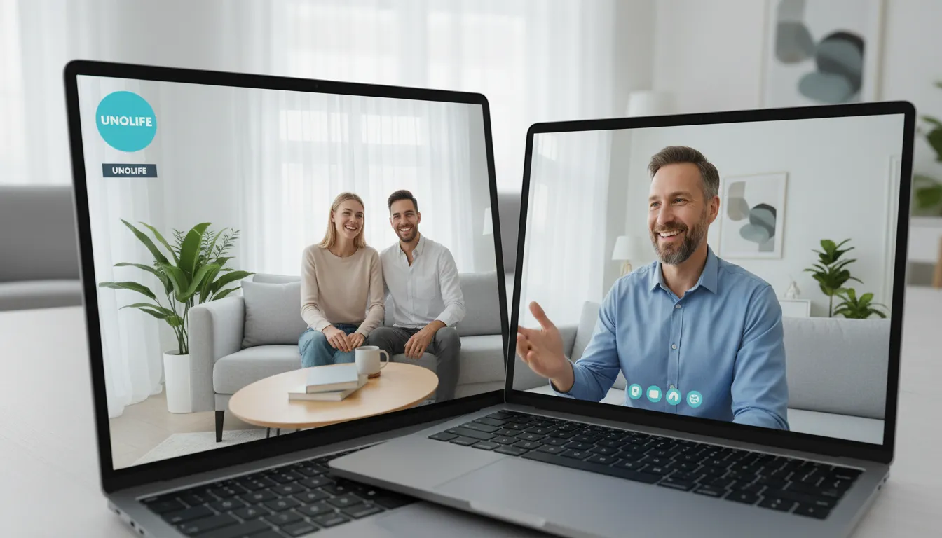 Sessão de terapia online com psicólogo da Unolife, proporcionando conforto e flexibilidade para casais que buscam apoio para infertilidade.