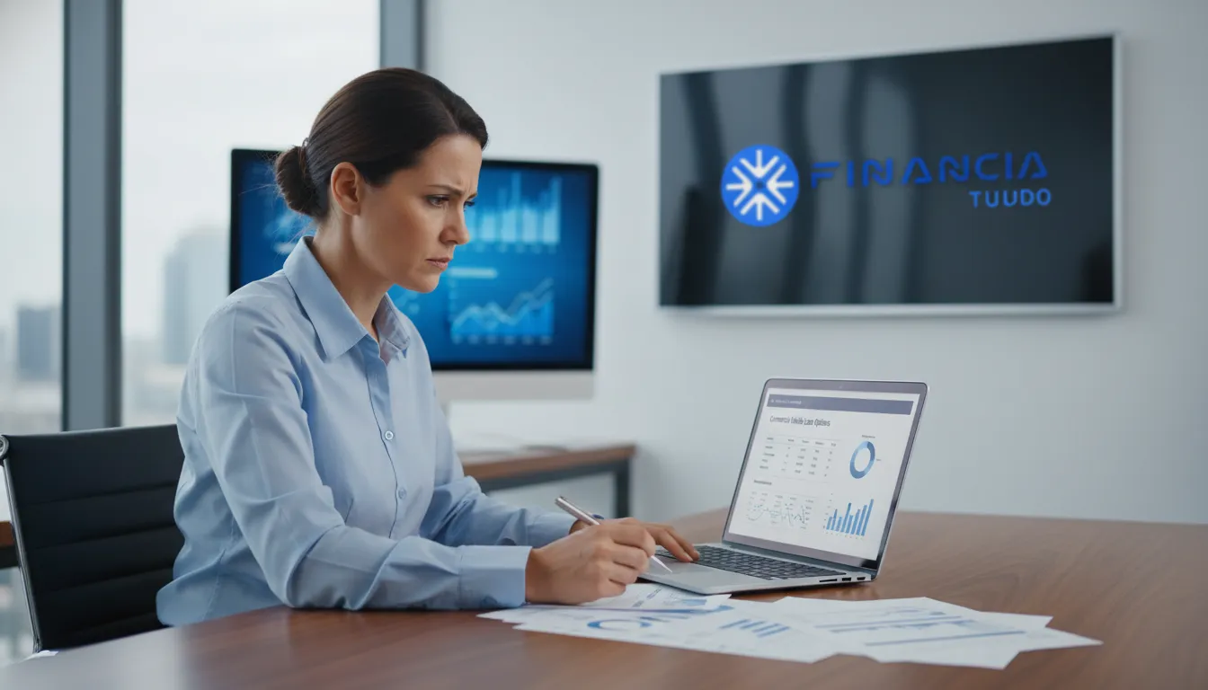Pessoa analisando documentos financeiros e opções de empréstimo para caminhões, buscando o melhor financiamento de caminhão usado.