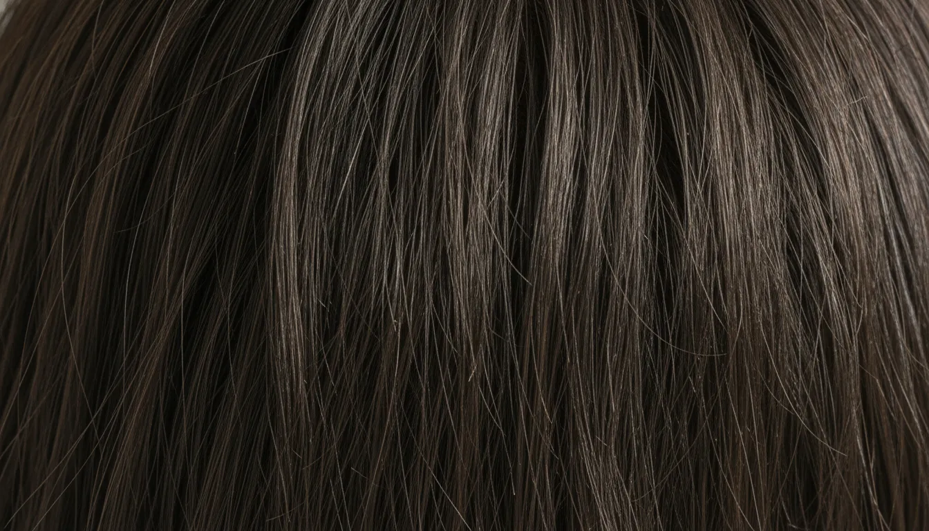 Close de fios de cabelo e couro cabeludo saudável, demonstrando textura e brilho natural.