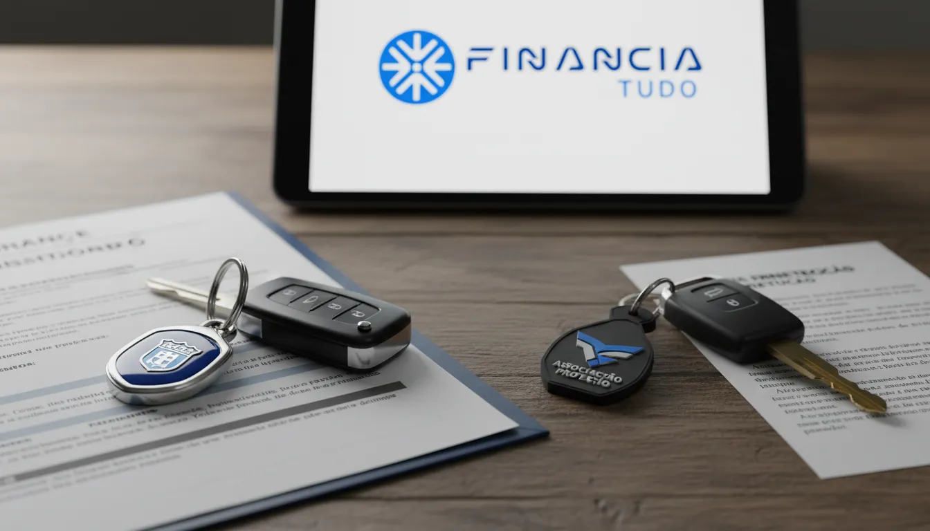 Chaves de carro com seguro e proteção veicular lado a lado, simbolizando a escolha entre as opções de cobertura.