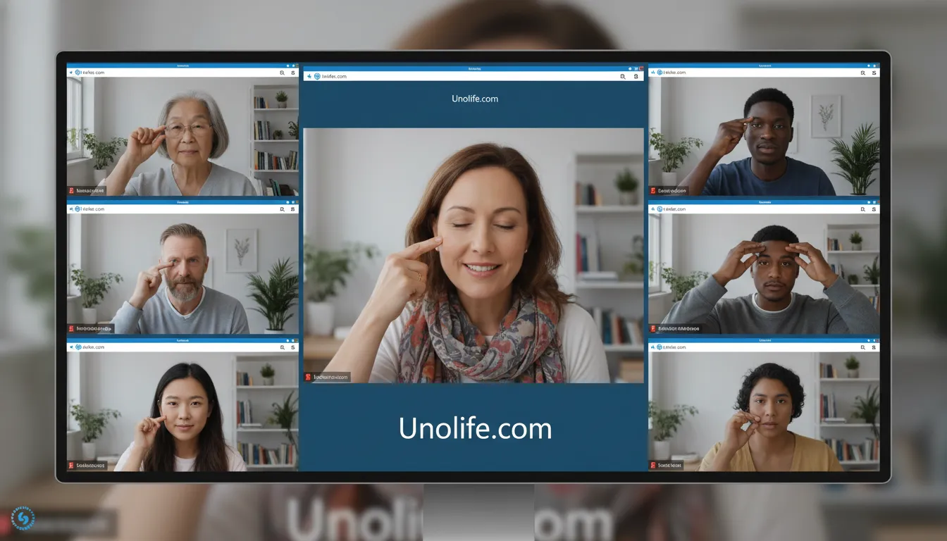 Pessoas diversas participando de um workshop online de terapia EFT, demonstrando a técnica. Unolife oferece acesso a bem-estar emocional e mental.