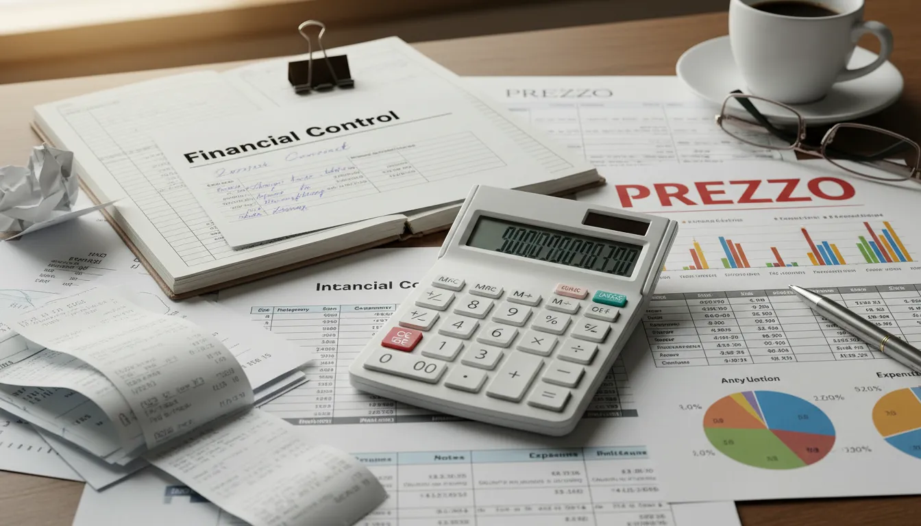 A detailed view of financial documents illustrating bookkeeping for restaurants, emphasizing expense tracking and financial analysis with Prezzo Consulting.