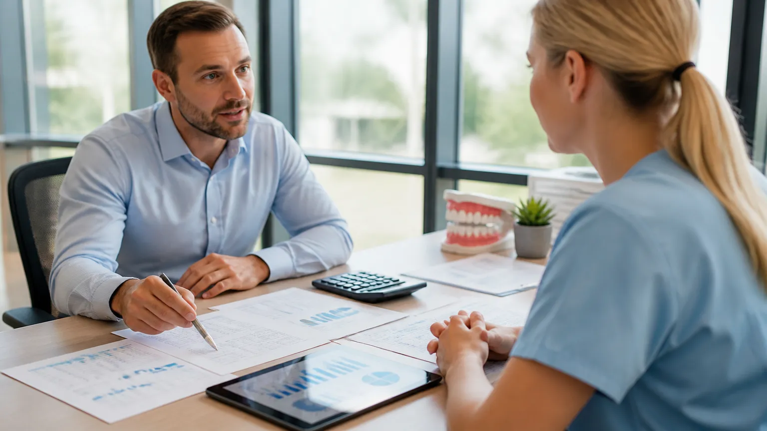 Consultoria financeira e contabilidade para dentistas com análise de impostos e CNPJ.