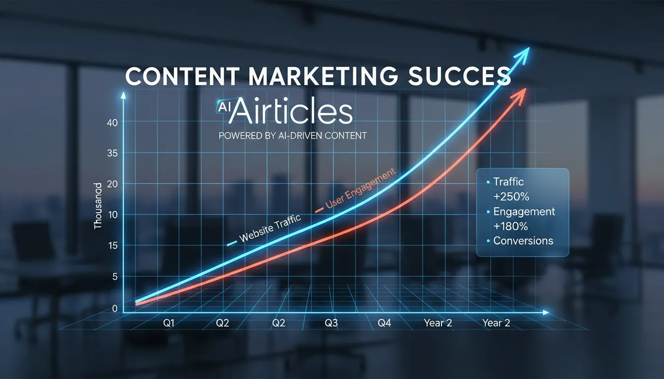 Gráfico demonstrando o crescimento do tráfego e engajamento, impulsionado pelo Marketing de conteúdo otimizado com Airticles.